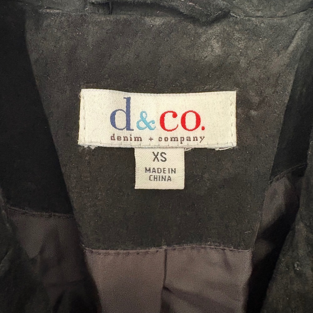 Vintage d. & co. Black Suede Fringe Jacket Western Boho Leather Jackey - Picture 5 of 7